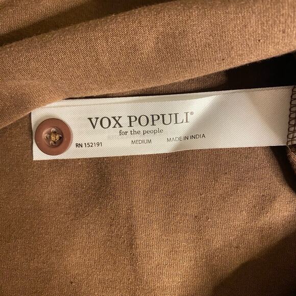 Vox Populi Coffee Print Brown Button Up Shirt Size M Casual Cuban Collar - Picture 5 of 10